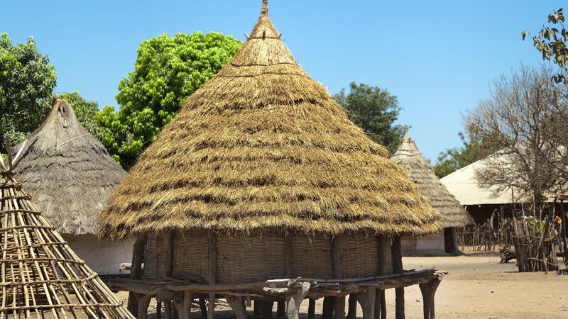 A traditional bamboo hut in Papua New Guinea