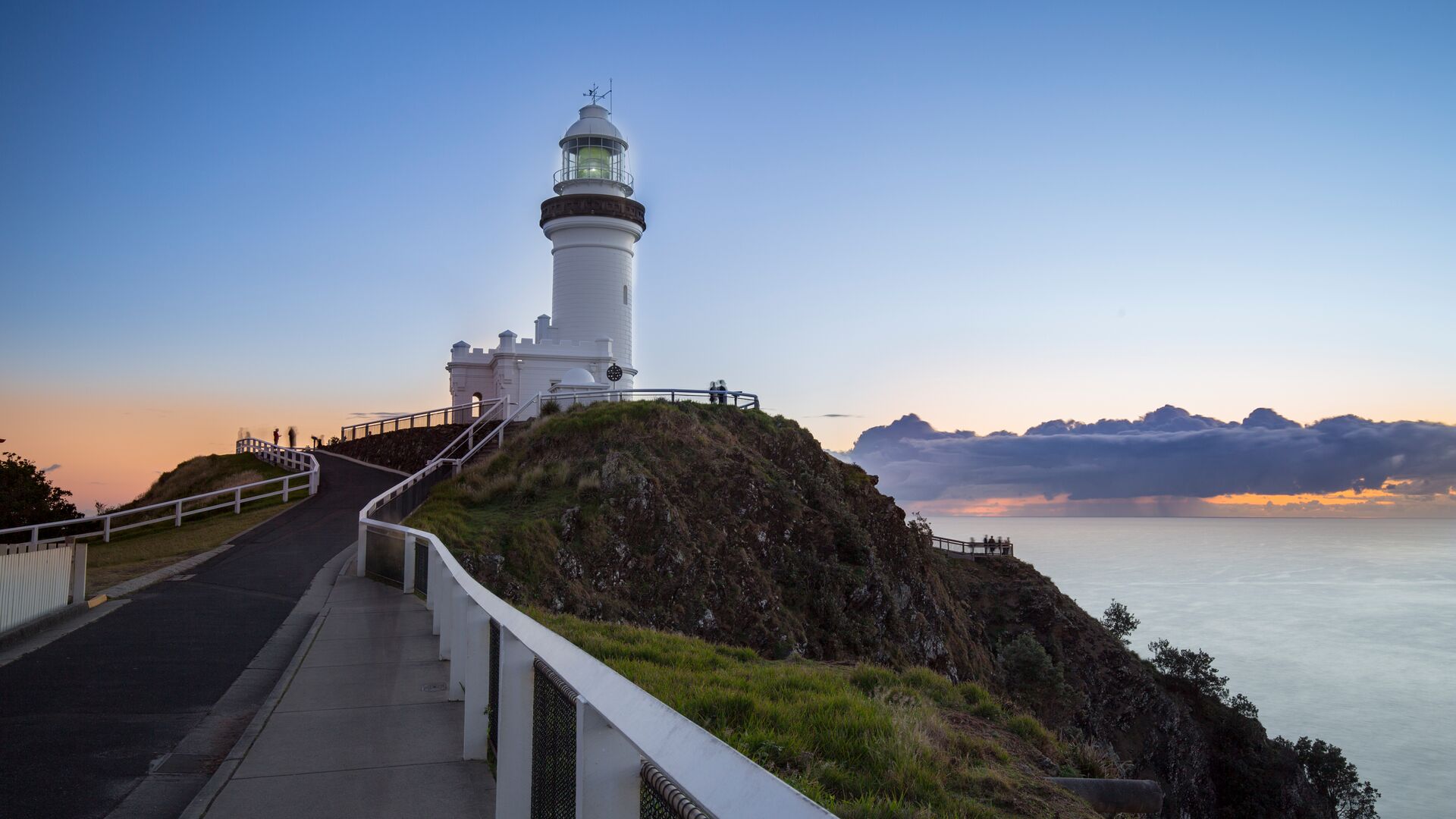 The famous Byron Bay lighthouse at sunset.