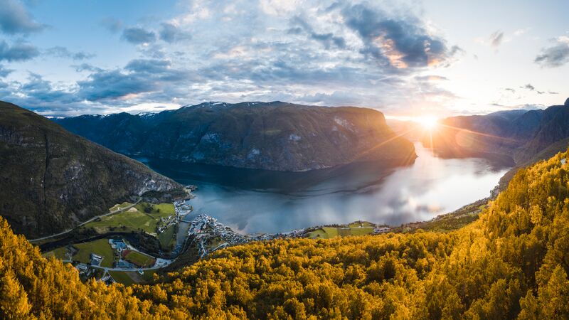 Golden hour at Aurlandsfjord in Norway