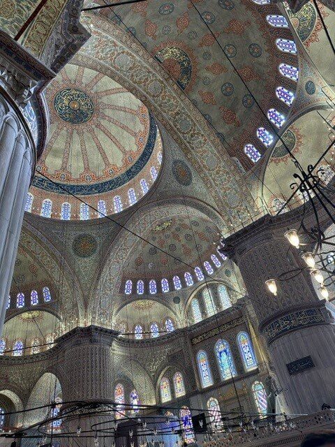 The interior domes of the Blue Mosque, Istanbul