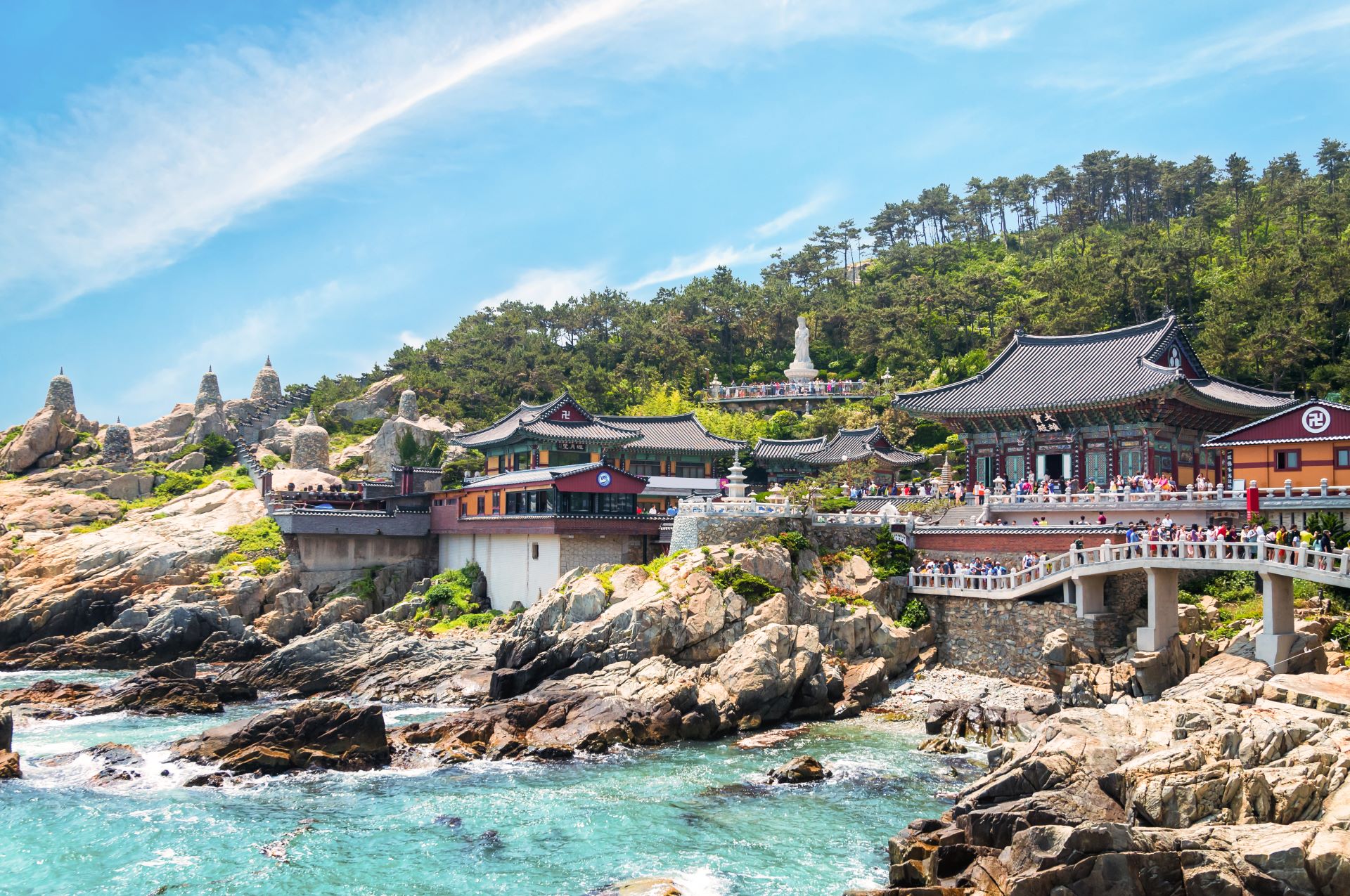 steps leading down to Busan's coastal architecture