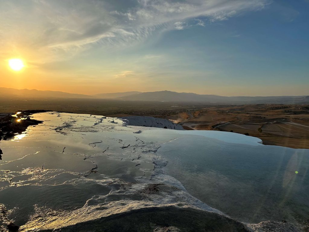 The Pamukkale Pools at sunset
