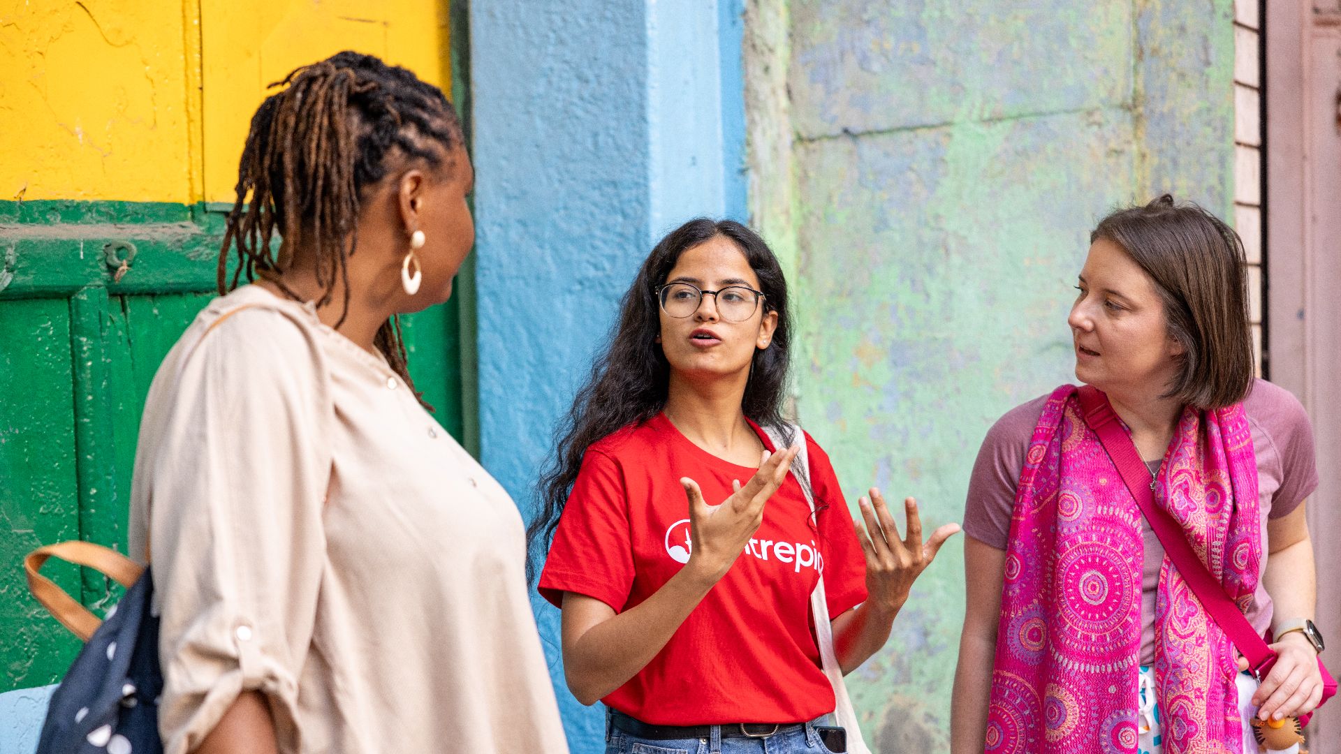 One of Intrepid's expert local guides leading a small-group tour in Delhi.
