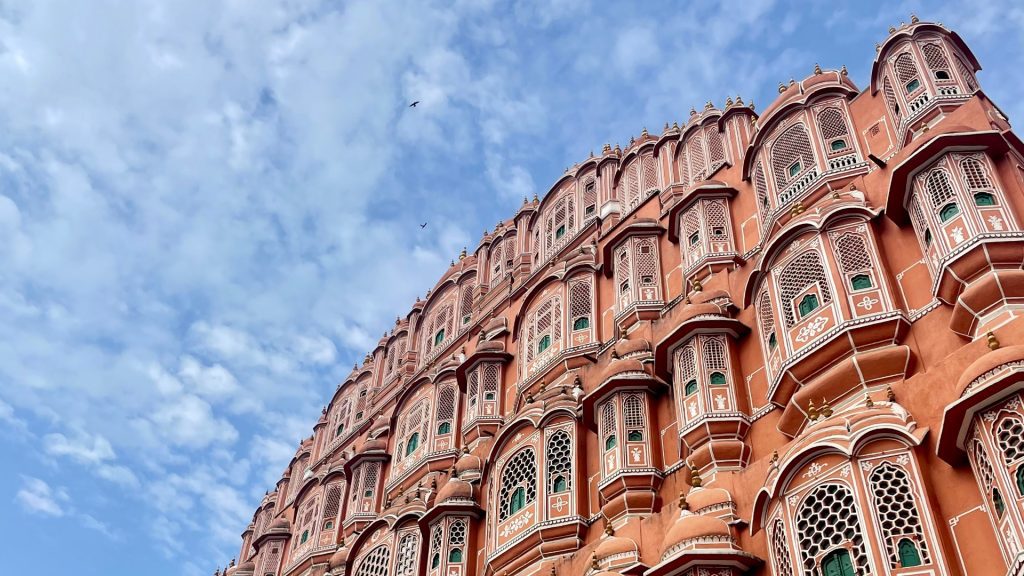 The honeycomb like architecture of Hawa Mahal in Jaipur. 