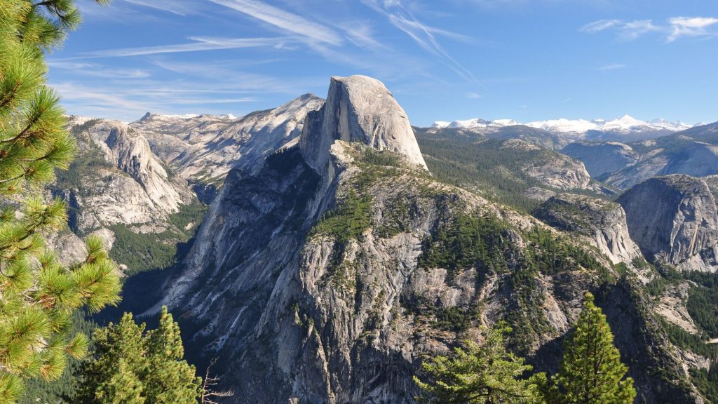The iconic Half Dome peak in Yosemite National Park
