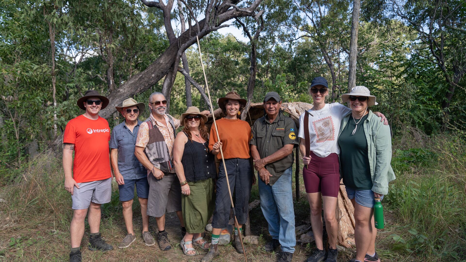 An Intrepid group with Mooks in the bush