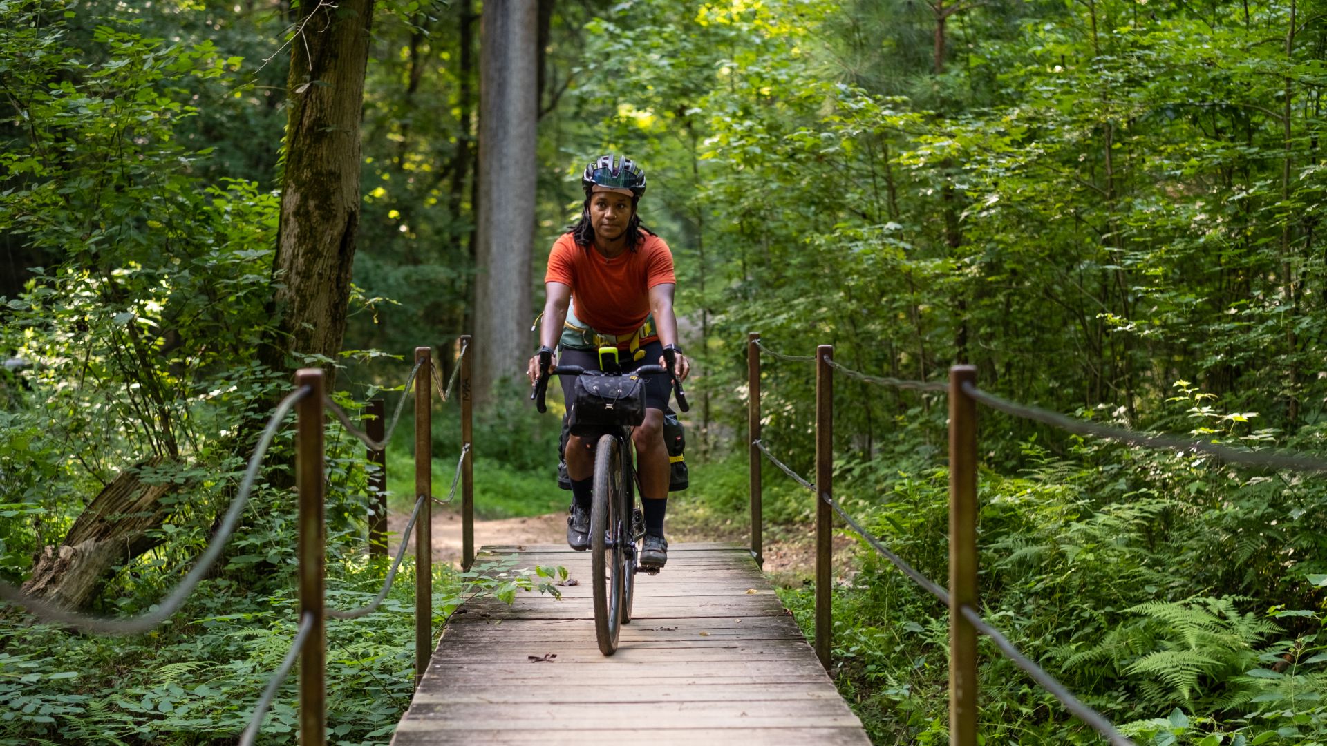 Devin Cowens cycling as part of Radical Adventure Riders Atlanta.