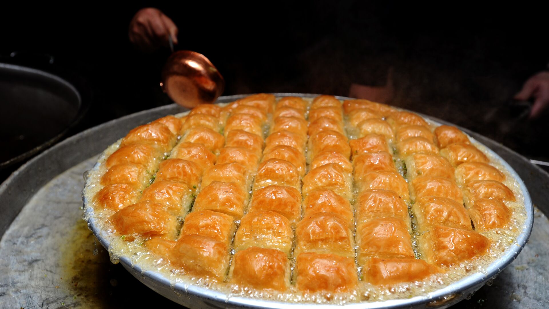 Baklava being made in Gaziantep, Turkey.