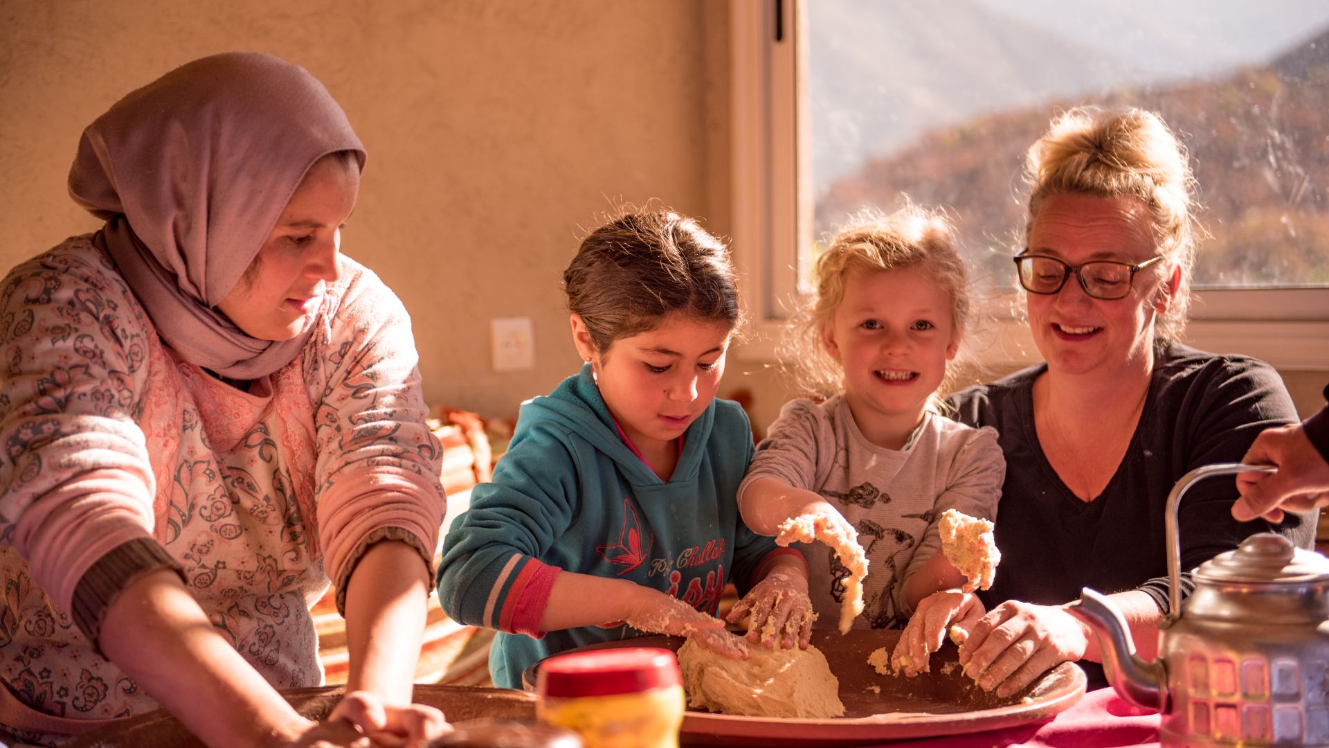A cooking class on a family holiday in Morocco with Intrepid. 
