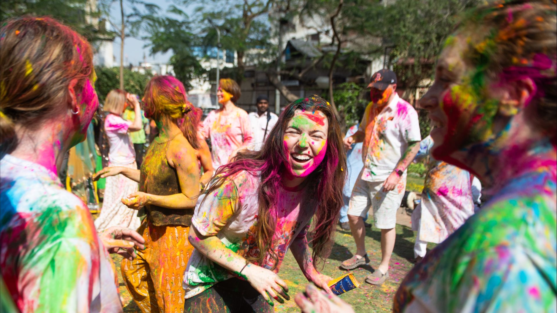 Holi festival being celebrated in India with Intrepid.