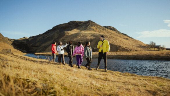 Intrepid travellers hiking in Iceland