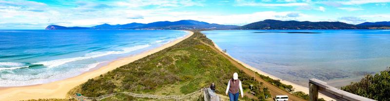 Aerial view of Bruny Island from the lookout at the Neck, Tasmania, Australia