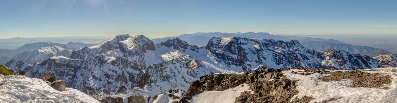 Panorama of the High Atlas Mountains including Mt Toubkal, Morocco