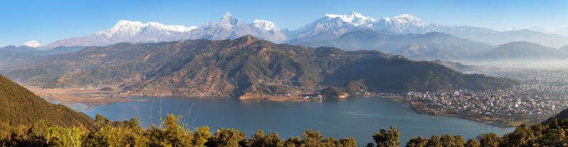 Panorama view of Pokhara and Phewa Lake, Nepal