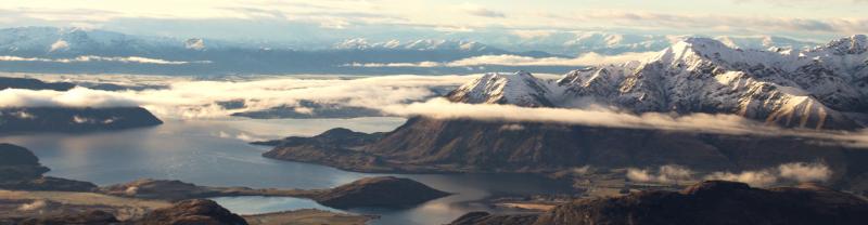Look out at Treble Cone during Sunrise, South Island, New Zealand