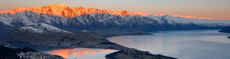 Sunset over the mountains, Queenstown, South Island, New Zealand