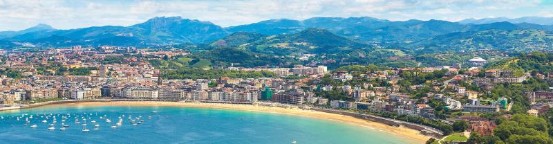 beautiful aerial view of the coast of San Sebastián, Spain