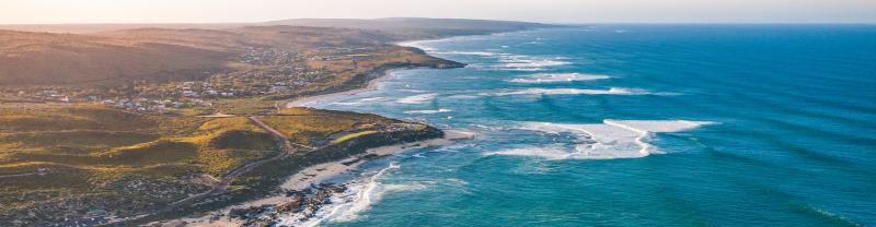 A panoramic view of where Margaret River meets the coast