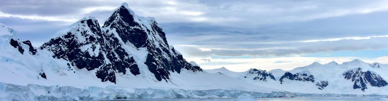 The snow-covered Elephant Island in Antarctica