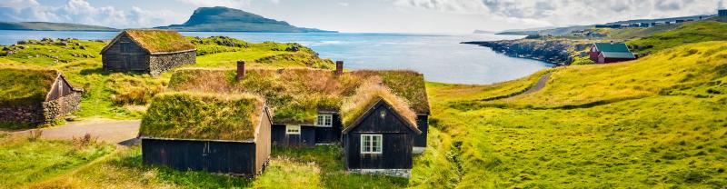 Traditional grass-roofed houses in the Faroe Islands