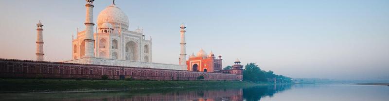 Taj Mahal with a dreamy skin and morning sunrise, India