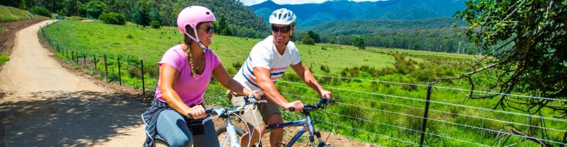 Two travelers cycling through the Victorian High Country