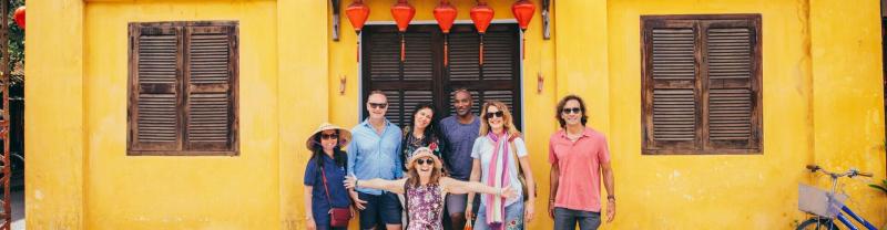 Happy and smiling travellers in Hoi An
