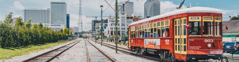 A tram in downtown New Orleans 