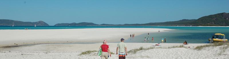 People on the beach in the Whitsundays, Queensland 