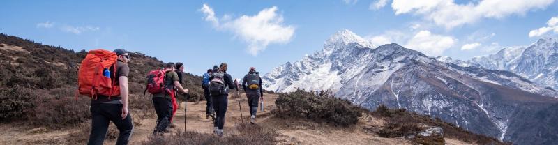 Hiking along the Everest Base Camp Trek