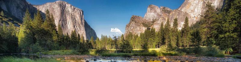 An iconic spring vista in Yosemite National Park, California