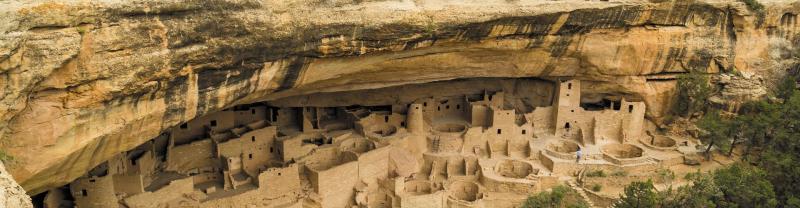 A scenic view of rocky landscapes in Mesa Verde National Park