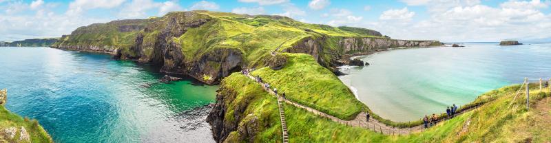 A scenic view of Carrick a Rede Bridge in Northern Ireland