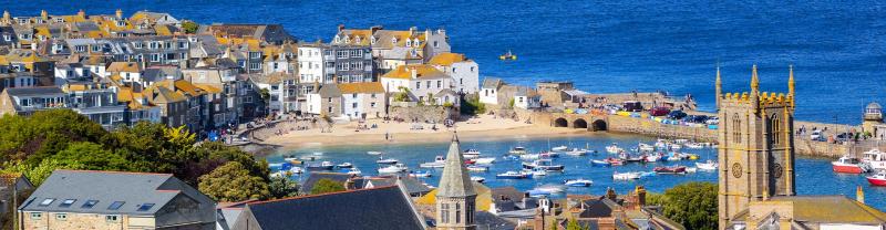 The skyline of St Ives in Cornwall
