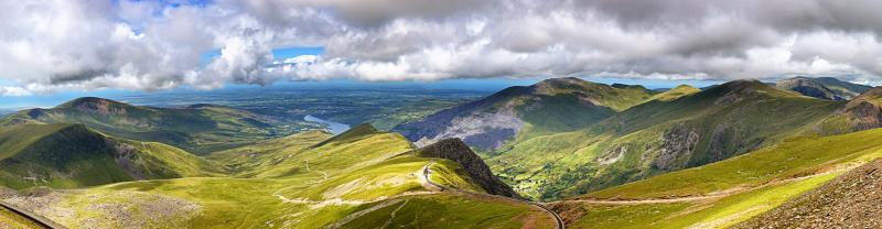 A panoramic view of Snowdonia National Park