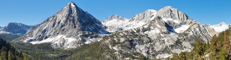 Snow-capped mountains in the Sierra Nevada region of California. 