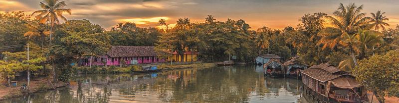 Golden hour in the Kerala backwaters 
