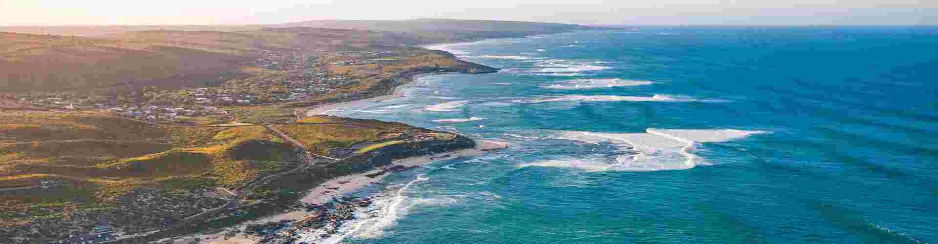 An aerial view of Margaret River meeting the sea