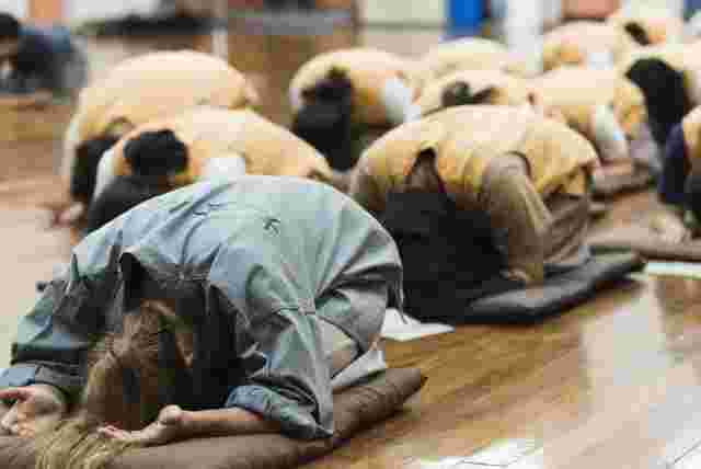 South Korea monastery people praying