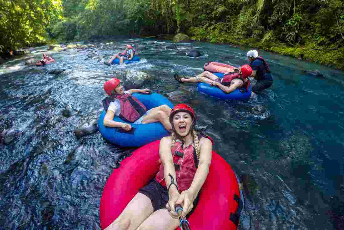 Travellers tubing in Costa Rica