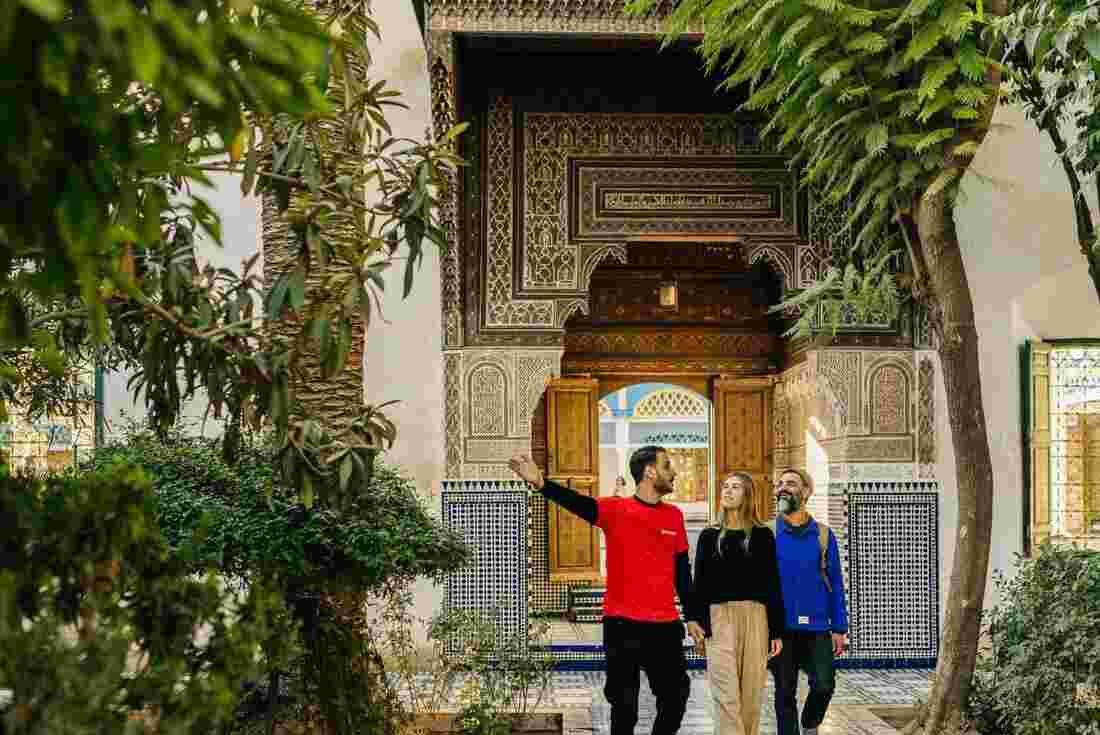 A guide taking travellers through Marrakech