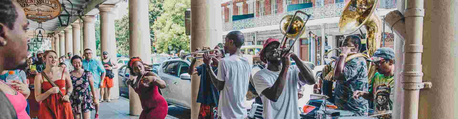 A band playing on the streets of New Orleans