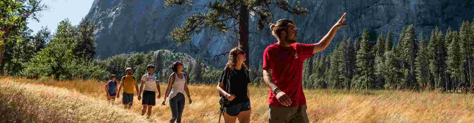 A group of Intrepid travellers on a hike in Yosemite