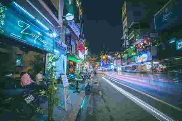 The chaotic streets of Ho Chi Minh City at nighttime 