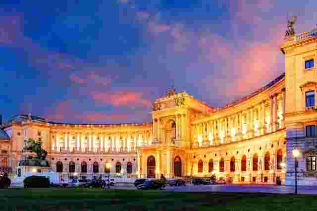 The Hofburg Palace in Vienna at sunset