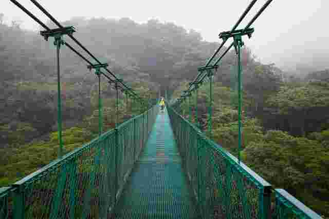 A suspension bridge in Monteverde Cloud Forest in Costa Rica