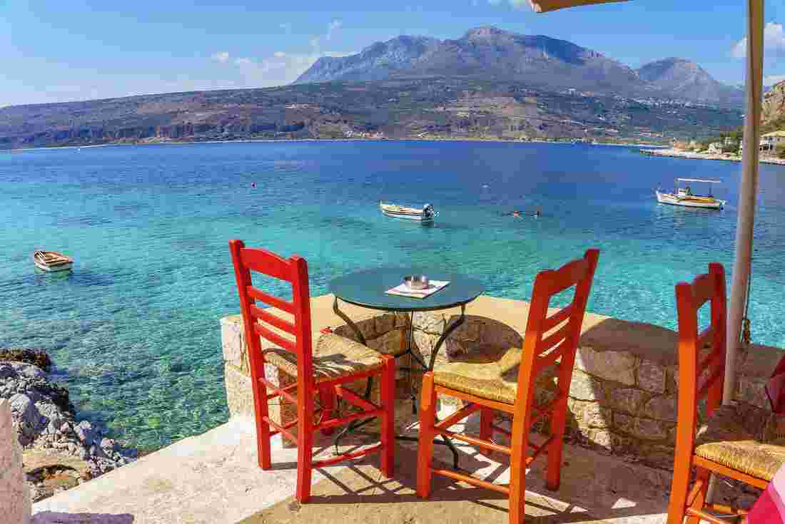 Seaside views at a Greek restaurant.