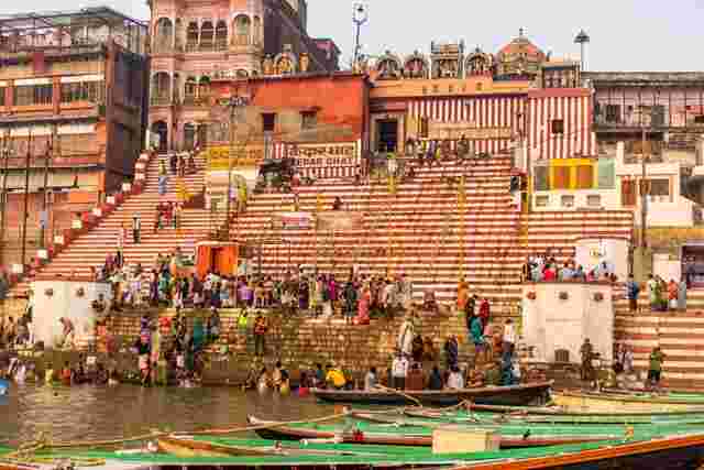 The busy ghats in Varanasi, India