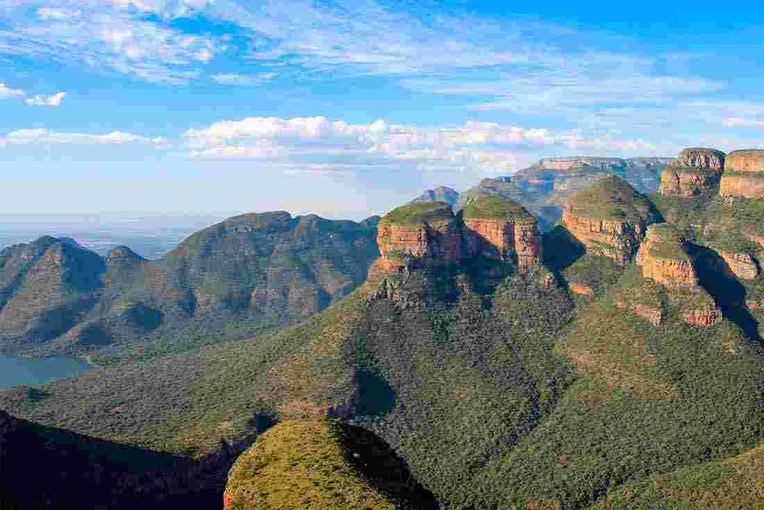 View of the Three Rondavels over the blyde river canyon