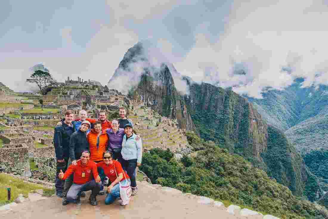 Intrepid travellers at Machu Picchu, Peru